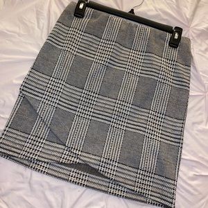 White and Black Plaid Skirt